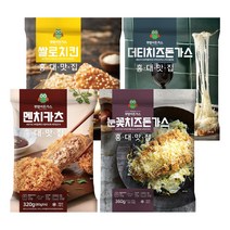 부엉이돈까스 첫경험세트 눈꽃치즈돈가스1봉+더티치즈돈가스1봉+멘치카츠1봉+쌀로치킨1봉 특제돈카츠소스