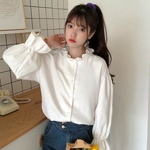 [랜덤플레이] 퓨어 넥 프릴 블라우스