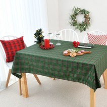 찬미디자인 크리스마스 성탄절 식탁보 테이블보, 4인용 직사각 150x110, X-mas. 그린체크