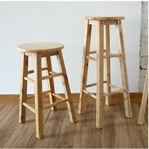 원목 고무나무 홈 바의자 원형 스툴 조립식 우드색 의자, 50cm, 1개