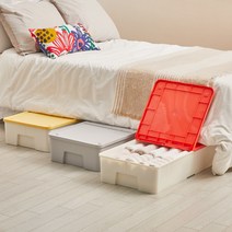 [씨밀렉스] 하프캡 언더베드 리빙박스 수납장 54L[고정클립포함], 색상:화이트