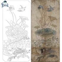 어해화조도 민화 도안 본그림 민화그리기 공모전 취미 원데이클래스 수업자료 컬러링 민화본, 고급 닥순지, 원본 사이즈(추천)