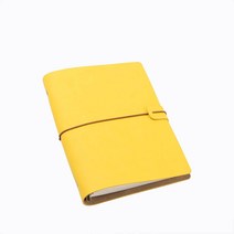 목화빌라 A5 6공 빈티지 가죽 만년 다이어리 커버, 옐로우