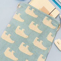 린넨파우치 더스트백 면주머니 파란곰 대