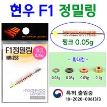 [붕어하늘] 현우 F1 정밀링/부력조절 금속오링/현우정밀추/붕어낚시, F1 정밀링 0.05g (핑크)
