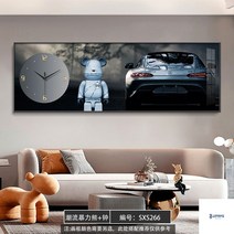 베어브릭 시계추천 캐릭터 장식 아트 인테리어 거실 소파 배경 벽걸이, 블랙테두리+강화크리스탈면, H