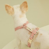 이름 무료 각인 앞섬방지 H형 강아지 하네스 기본형, 인디핑크