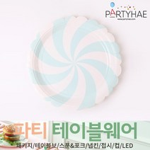 (주)파티해 파티 테이블웨어3 E - 접시 일회용 파티접시 생일소품, E04_롤리팝파티접시(6입)-민트18cm