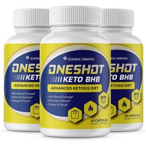 One Shot Keto Pills Keto SCIENCE VERIFIED 원 샷 케토 알약 케토 BHB 어드밴스드 포뮬러래피드 에너지 포커스 남녀용 케토 원샷 보충제, 3팩