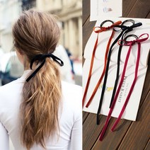차이온 벨벳 롱 리본 머리끈 5color
