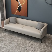 40평대쇼파 상업용 3인용 30평, 싱글 80CM + 원 스로우 베개 받기, 베이지 레더 아트553-10