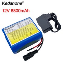 12V 6800 mah 배터리 18650 6.8 Ah 리튬 이온 충전지 BMS 리튬 배터리 팩 보호 보드 + 12.6V 충전기|배터리 팩|, 1개, 단일, 단일