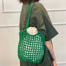 초보코바늘 1볼네트백 가죽실 뜨개가방 그물가방 비치네트백 DIY 1볼 네트백 레스트하비, 화이트그레이, 1개