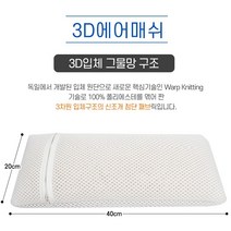 프리미엄 인체공학 3d 에어매쉬커버 (3d에어매쉬 40cm x 20cm) 베개속커버