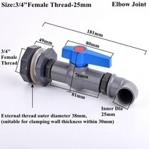 물탱크피팅 1세트 1/2 "3/4" "PVC 수족관 물고기 탱크 커넥터 입구 물 배수 파이프 조인트, [02] 3Pcs, [05] 3l4 Inch Elbow