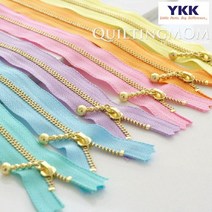 퀼팅맘 YKK지퍼 금색자크 파스텔톤 (물방울), 10.골드지퍼 물방울 파스텔 라일락[12cm]