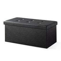 미국발송 Otto & Ben 76.2 cm 메모리폼 수납형 오토만 벤치 테이블 스툴 접이식 발판 인조 가죽 페런트149423, Tufted_Black