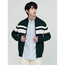 [빈폴] 그린 컬러 블록 풀 집업 카디건 (BC215AA12M)