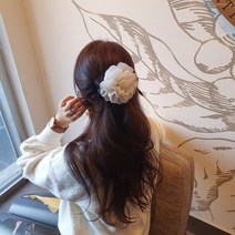 플라워즈온유 플리츠 플라워 코사지 진주 빅사이즈 포인트 왕리본 머리핀