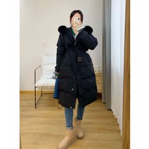 CHAO값 추우천 ！오버사이즈 폭스털 퍼 넥 스트랩 허리보정 하프기장 화이트 오리털 덕다운 마저도 모자 다운 코트 여성