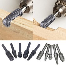 로터리바 5pcs 목공 스틸 로터리 rasp 파일 14quot shank 로터 공예 힘, 실버 5개