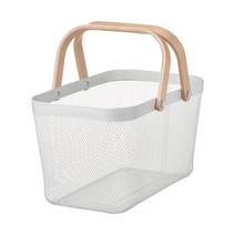 이케아 RISATORP 리사토르프 바구니 대형 27x42x23cm 바스켓 손잡이박스 수납함 정리함, 화이트_405.276.32