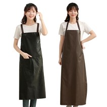 비투비돔 방수 앞치마 주방 미술 작업용 롱 원피스, 롱기장, 브라운