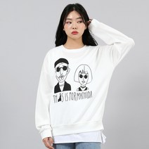 남녀공용 여성 남성 특양 라운드 반값특가 프린팅 맨투맨 커플룩