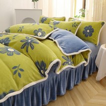 침구세트 이불세트 두꺼운 코럴 벨벳 시트 양면 플러스 이불 커버 밀크 4 종 세트 파라이 플란넬 침구 겨울