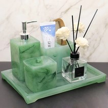 모조 옥 휴대용 비누 디스펜서 치약 홀더 욕실 액세서리 세트 입 컵 보관 트레이 수지 목욕 용품, [20] Imitation jade A