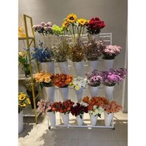 꽃다발 디스플레이 랙 홀더 이동식 버킷 꽃집 스탠드 선반 진열대 철제 발코니 정리대 화분대, 11 4 layers 16pots