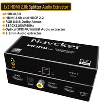 [해외] navceker hdmi splitter 1x2 4k hdmi splitter 오디오 추출기 1 in 2 out 포트 hdmi 케이블 분배기 hdmi 증폭기 for, zy-hs20f1, 우리 전원 플러그