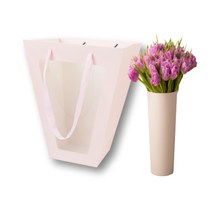 예쁜 윈도우 화분종이가방 꽃다발쇼핑백 손잡이 대형 핑크