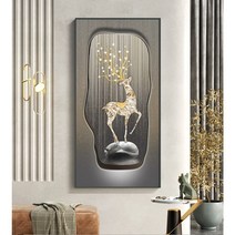 미나박스 미나박스 황금사슴 액자 풍수 인테리어 건강과 부를 부르는 그림, B형 황금사슴 블랙프레임