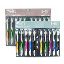 TORIMALL 웰스 칫솔 5+5/ 초극세사모 탄력모/ 치아관리/ 양치, 이중미세모10개입