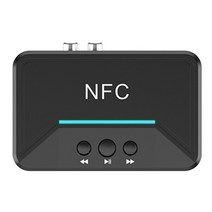 THE WAROOM SHOP 무선 NFC Bluetooth5.0 오디오 음악 수신기 잭 어댑터 U-스틱 재생, 109x73x29mm, 블랙, 플라스틱