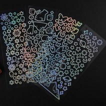 투명 홀로 금테 스티커 다꾸 씰스 키치 일상 탑로더 폰꾸 폴꾸 용품 도무송 팩 꾸미기, 07.하트