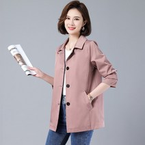 중년맘 봄 트렌치코트 여성 숏 루즈핏 하프
