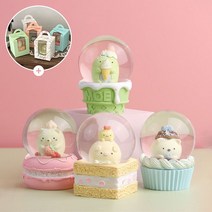 bookaz 디저트 워터볼 라이트 무드등 오르골 선물 스노우볼 LED 집꾸미기 장식 소품, 마카롱(핑크), 마카롱(핑크)