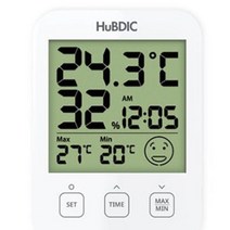 휴비딕 디지털 온습도계 HT-7 시계 아이콘 표시, 1)화이트, 1개