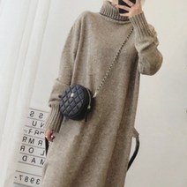 딸기언니 터틀넥 가을 니트원피스 루즈핏 롱원피스 4color