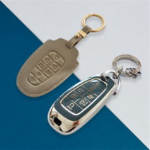 현대 아반떼 디올뉴 그랜저 CN7 아이오닉6 디올뉴코나 SX2 더뉴 펠리세이드 그랜저AD 코나 넥쏘 벨로스터 투싼 I30 TPU 스마트키케이스 커버 키링 키홀더 트니르, 1. 현대A타입, 실버엣지_블루(증정가죽그레이)