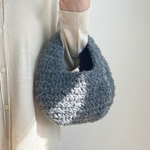울클럽 둥둥뜨개 몽글백 DIY 패키지 + 코바늘 8호 + 부자재 + 도안, 그레이(실).코바늘8호.부자재(색상랜덤)