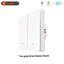 Yandex 앨리스 스마트 벽 터치 와이파이 스위치 아니 중립 와이어 강화 유리 패널 Tuya 무선 제어 전체 집 조명, [01] 95-240V, [01] EU 표준, [05] 2 Gang Master Switch