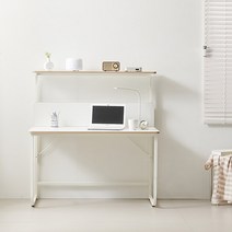 나무뜰 하딘 화이트 선반형 철제 책상 1200 CNM028, 블랙+오크