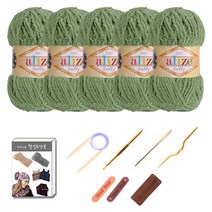 마마니트 소프티베이비실 5볼 목도리 DIY 세트 485 올리브, 1세트