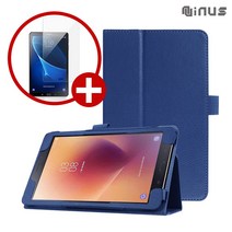 이스카이 (강화유리 포함) 삼성 갤럭시탭 A6 10.1 태블릿 가죽 북커버 케이스 세트 SM-T580/T585, 가죽_네이비(+강화유리1매)