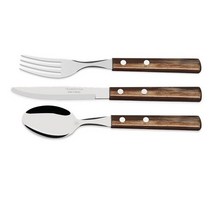 트라몬티나 폴리우드 테이블포크 + 테이블나이프 + 테이블스푼, 다크브라운, 15개