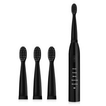 성인을위한 슈퍼 소닉 전동 칫솔 아이 스마트 타이머 화이트닝 IPX7 방수 USB 3 교체 브러시 헤드로 충전, 01 Black