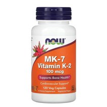 Now Foods MK 7 비타민 K 2 100mcg 120 채식캡슐, 120정, 1개